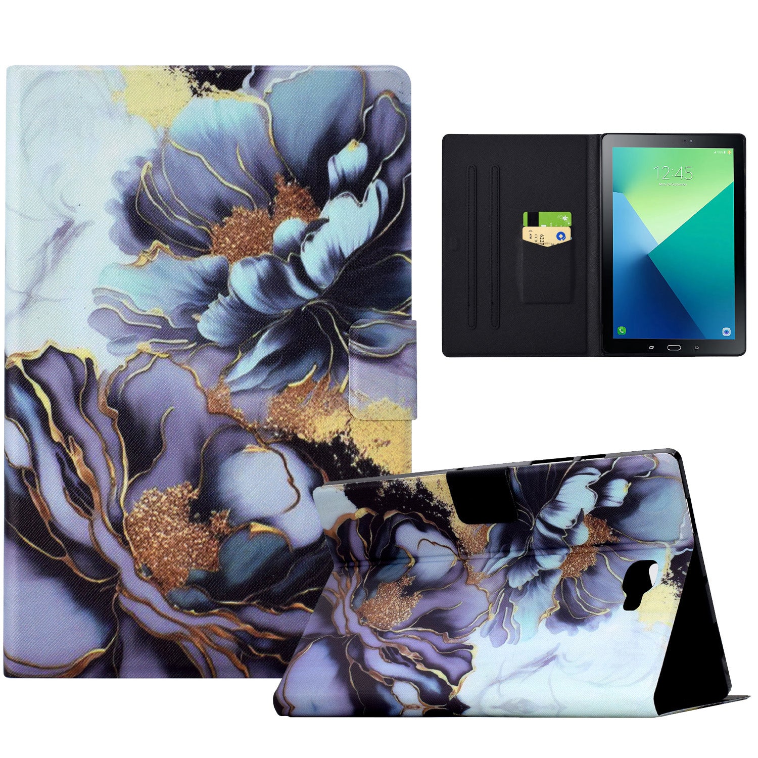 For Samsung Galaxy Tab A 10.1 (2016) T580 T585 Leather Case Card Holder Pattern Tablet Cover - Peony Flower For Samsung Galaxy Tab A 10.1 (2016) T580 T585 Leather Case Card Holder Pattern Tablet Cover - Peony Flower